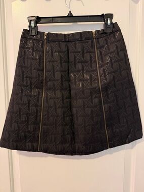 Xhilaration Black Quilted Mini Skirt with Gold Zippers
